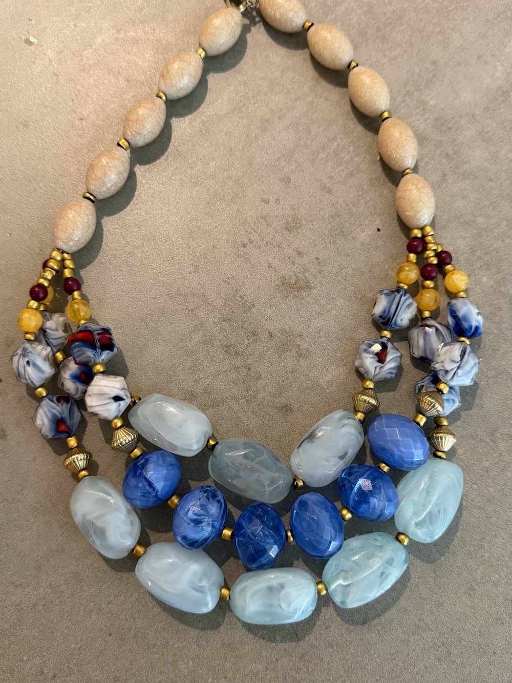 Anthropologie Layered Light Blue and Cobalt Beaded Necklace